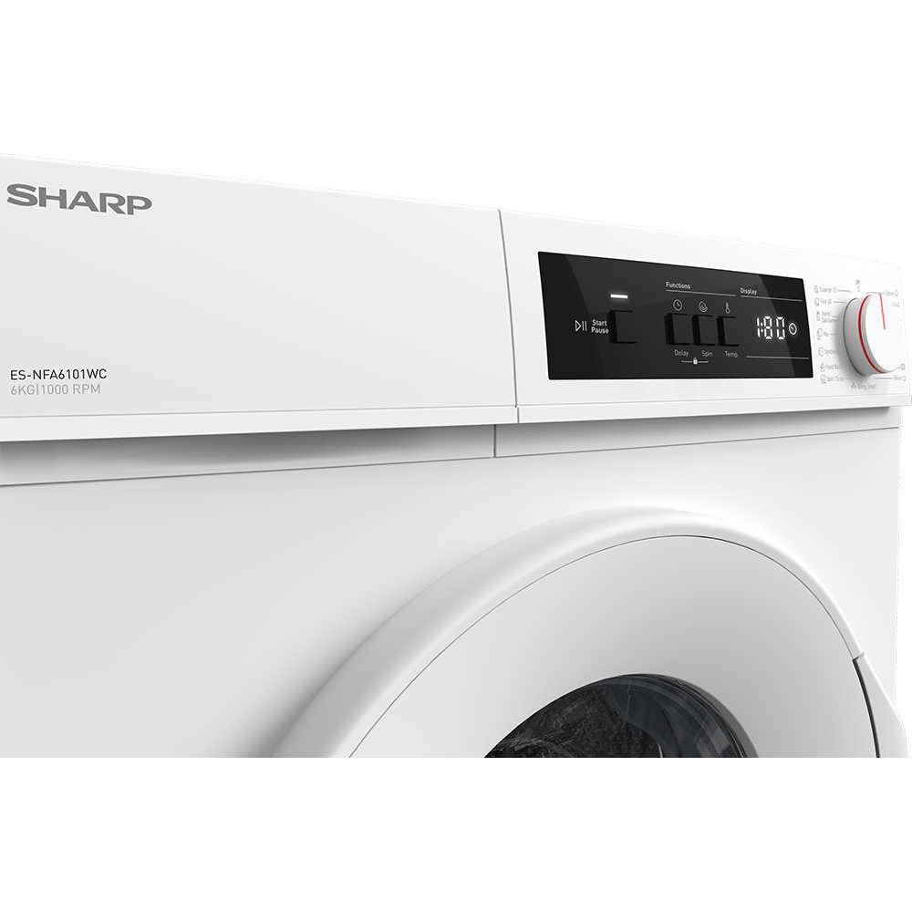 Masina de spalat rufe frontala SHARP ES-NFA6101WC-EE, 6 kg, 1000rpm, Clasa C, alb