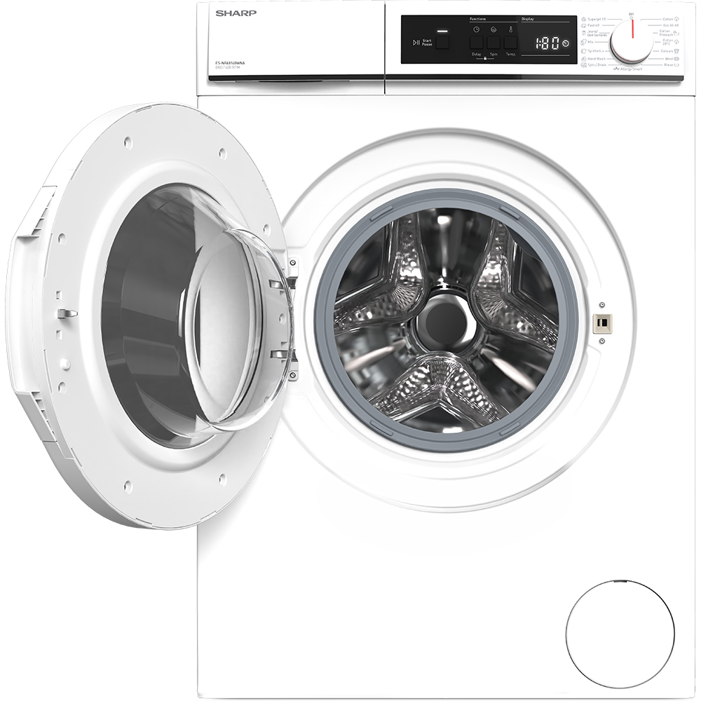 Masina de spalat rufe frontala SHARP ES-NFA814BWNA-EE, AllergySmart, 8 kg, 1400rpm, Clasa A, alb