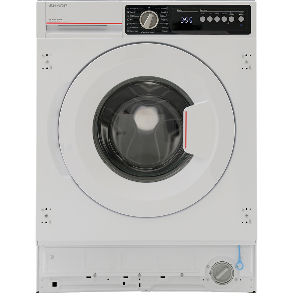 Masina de spalat rufe incorporabila SHARP ES-NIB814BWNA-EE, Steam+, AllergySmart, 8 kg, 1400rpm, Clasa A, alb