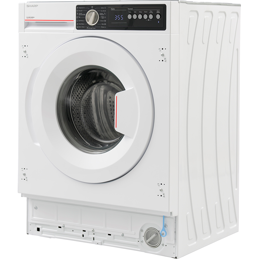 Masina de spalat rufe incorporabila SHARP ES-NIB814BWNA-EE, Steam+, AllergySmart, 8 kg, 1400rpm, Clasa A, alb