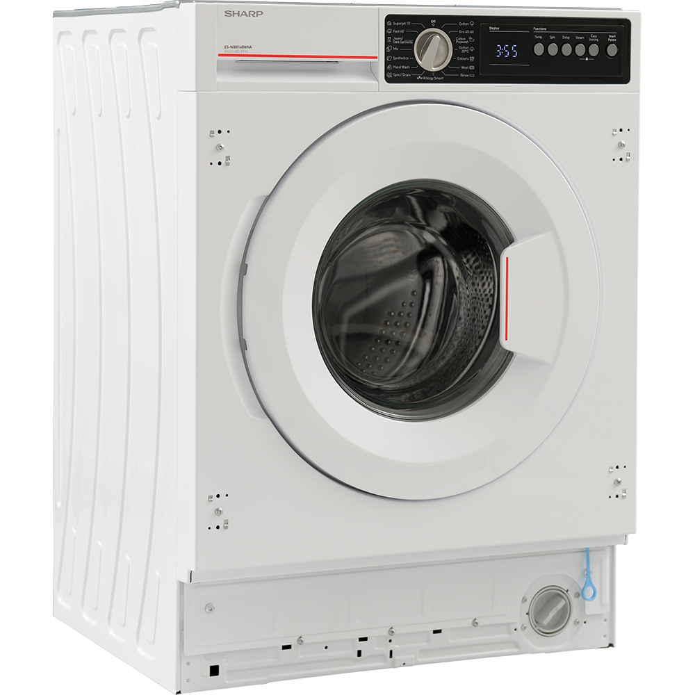 Masina de spalat rufe incorporabila SHARP ES-NIB814BWNA-EE, Steam+, AllergySmart, 8 kg, 1400rpm, Clasa A, alb
