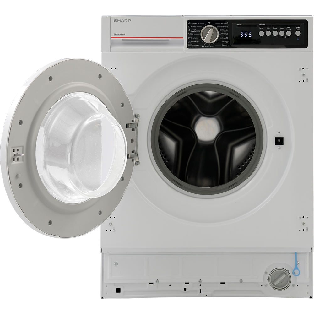 Masina de spalat rufe incorporabila SHARP ES-NIB814BWNA-EE, Steam+, AllergySmart, 8 kg, 1400rpm, Clasa A, alb