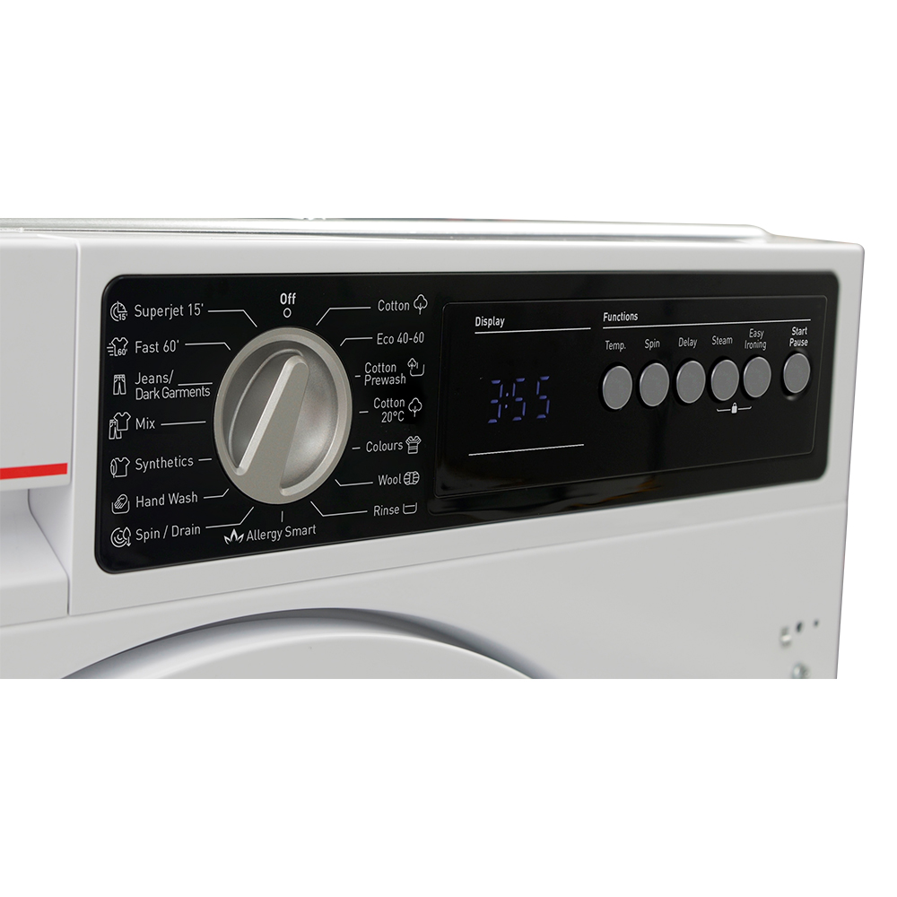 Masina de spalat rufe incorporabila SHARP ES-NIB814BWNA-EE, Steam+, AllergySmart, 8 kg, 1400rpm, Clasa A, alb