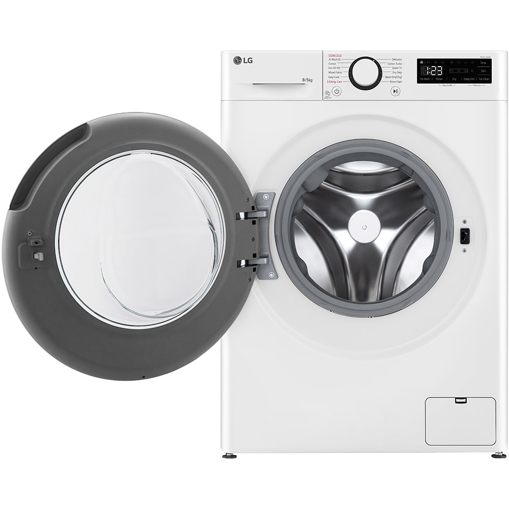 Masina de spalat rufe frontala slim cu uscator LG F2DR508SBW, Steam, AI DD, 8/5 kg, 1200rpm, Clasa A/E, alb