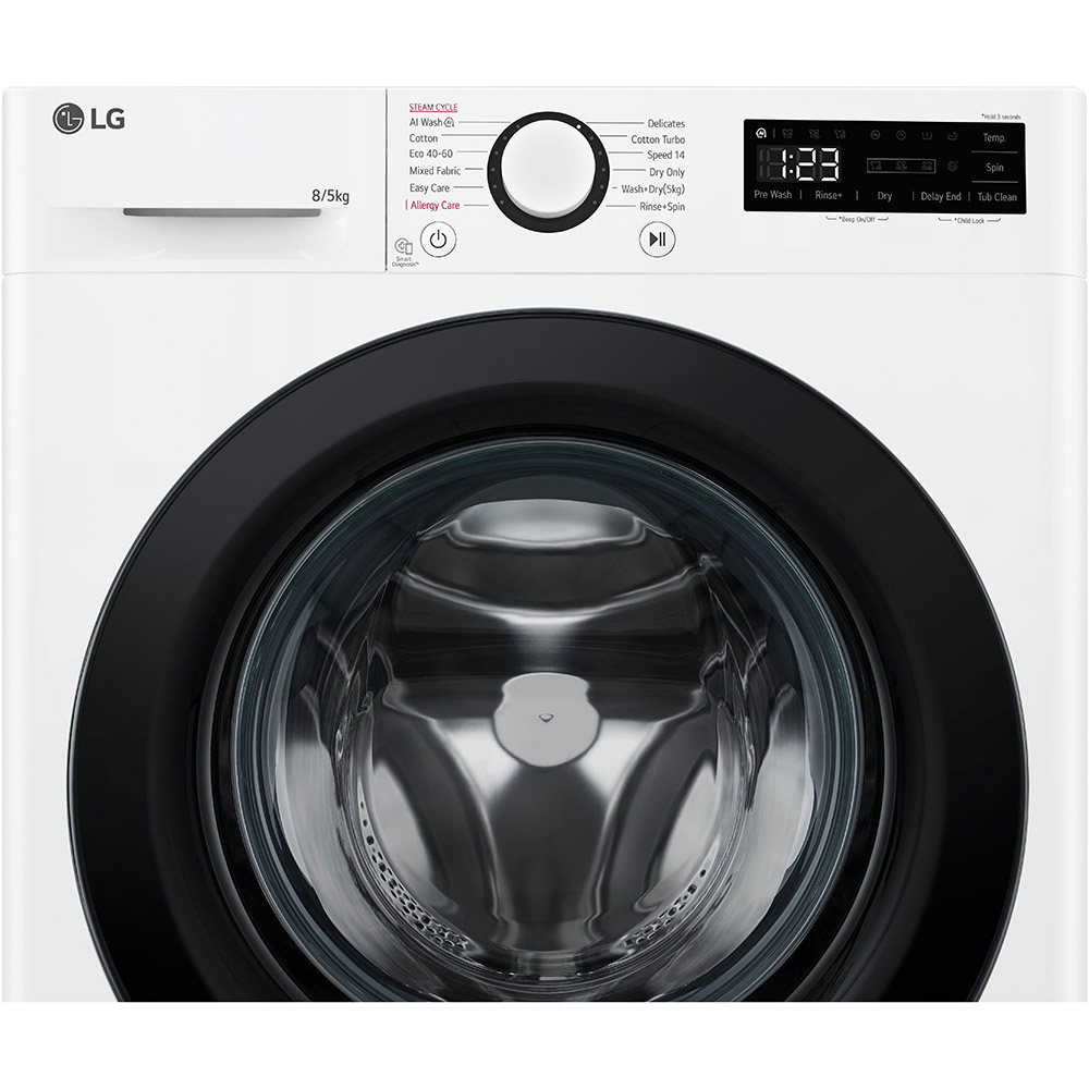 Masina de spalat rufe frontala slim cu uscator LG F2DR508SBW, Steam, AI DD, 8/5 kg, 1200rpm, Clasa A/E, alb