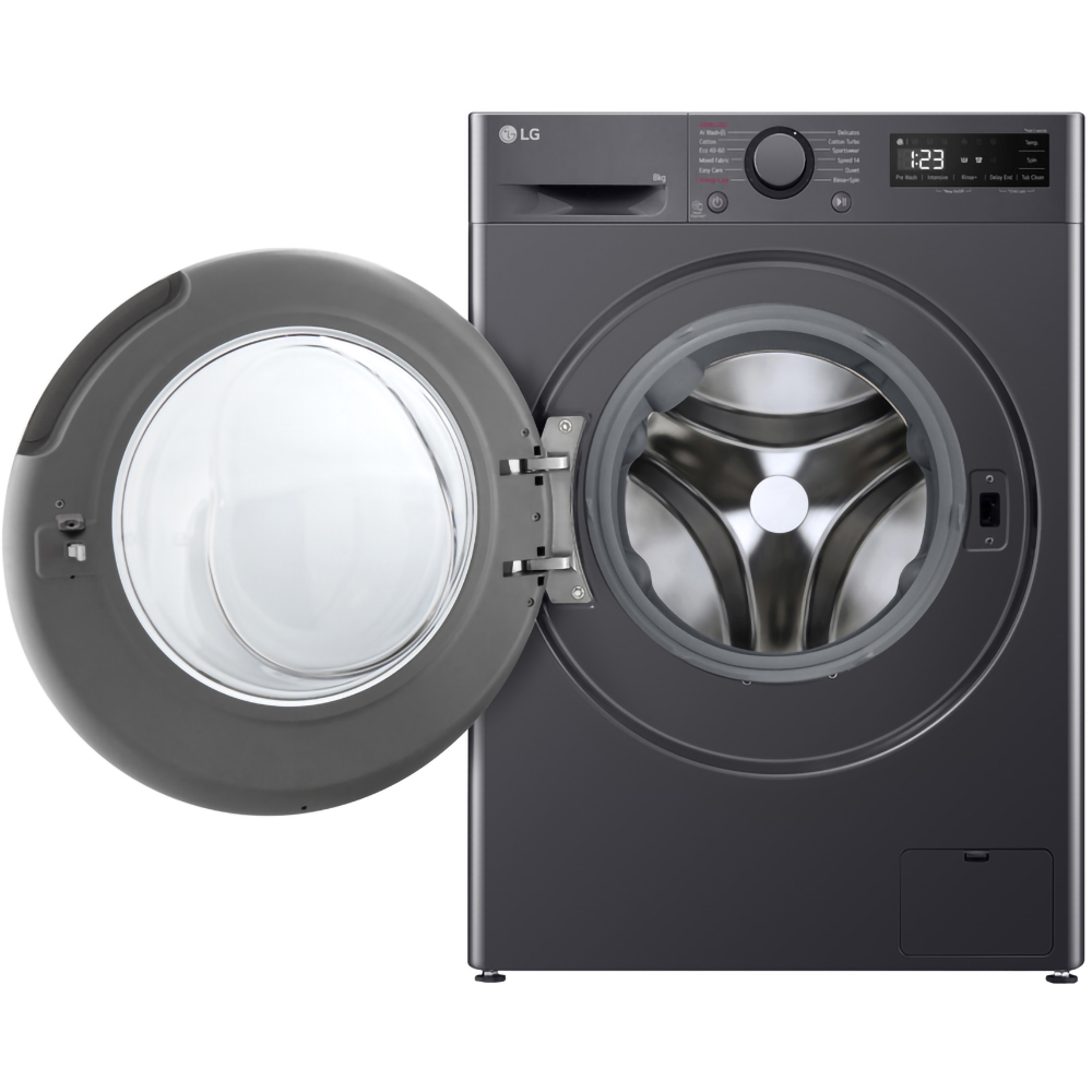 Masina de spalat rufe frontala slim LG F2WR508SBM, Steam, 8 kg, 1200rpm, Clasa A, negru