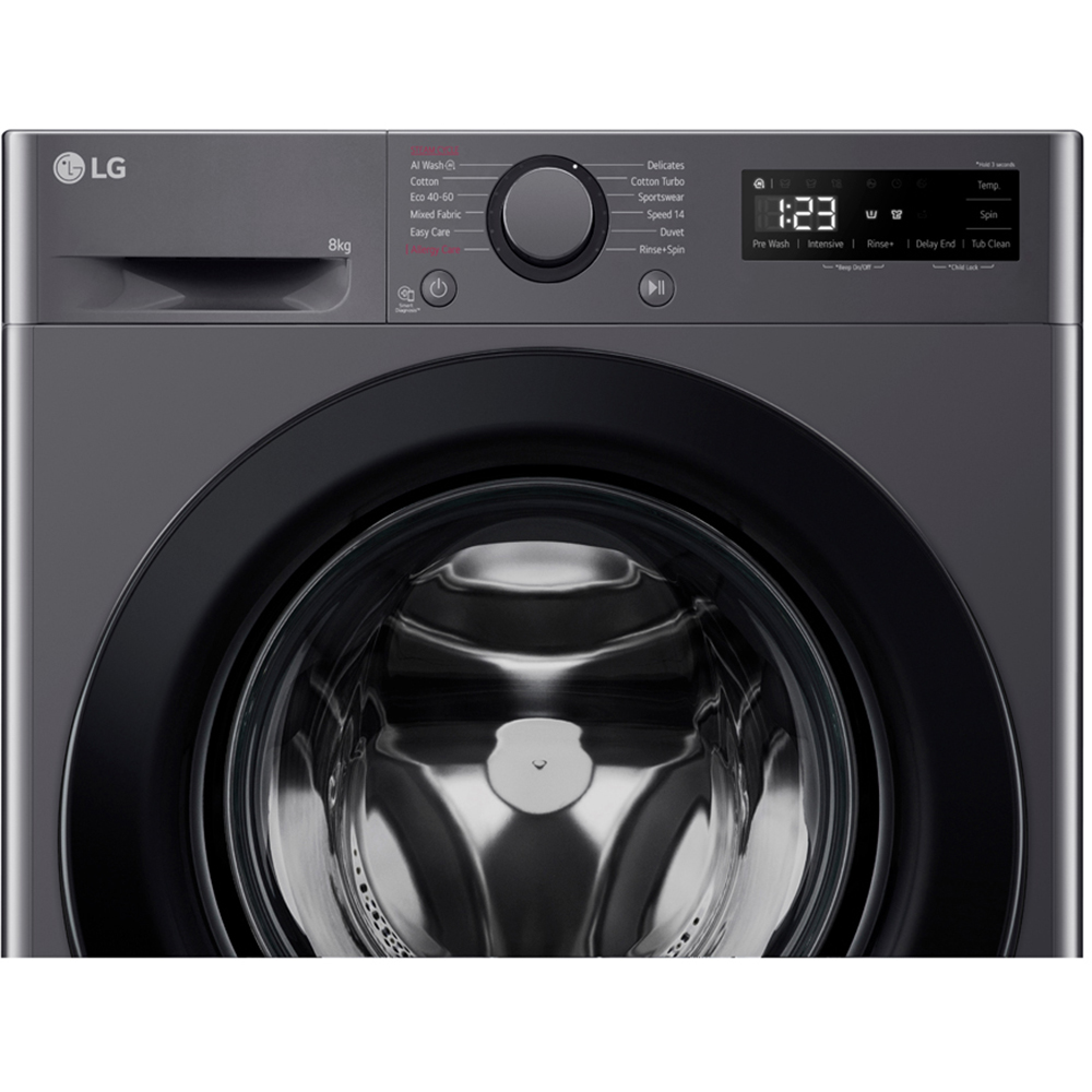 Masina de spalat rufe frontala slim LG F2WR508SBM, Steam, 8 kg, 1200rpm, Clasa A, negru