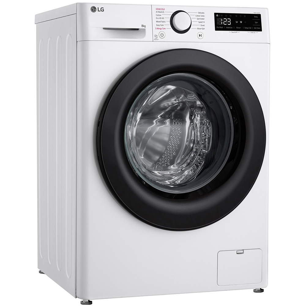 Masina de spalat rufe frontala slim LG F2WR508SBW, Steam, 8 kg, 1200rpm, Clasa A, alb