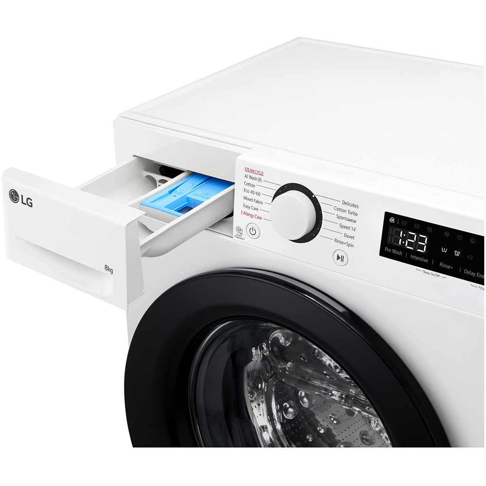 Masina de spalat rufe frontala slim LG F2WR508SBW, Steam, 8 kg, 1200rpm, Clasa A, alb