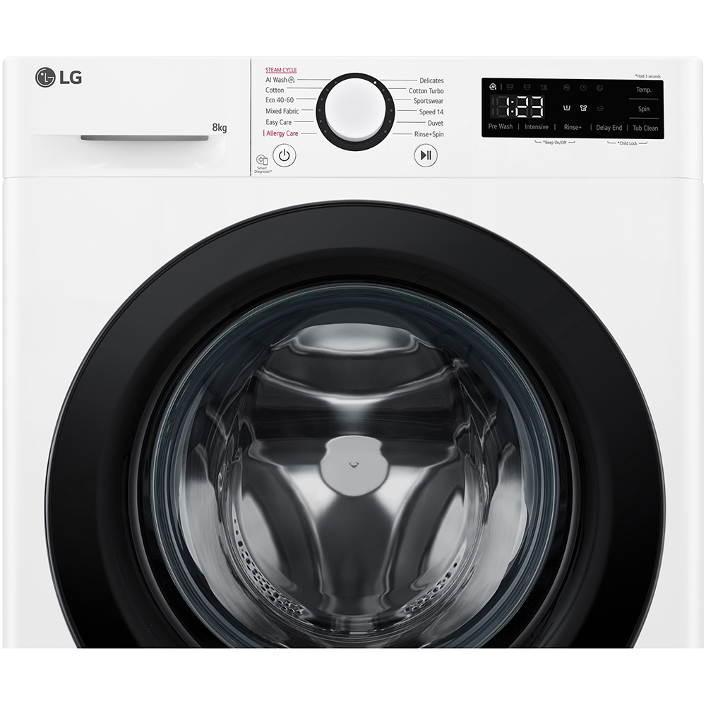 Masina de spalat rufe frontala slim LG F2WR508SBW, Steam, 8 kg, 1200rpm, Clasa A, alb