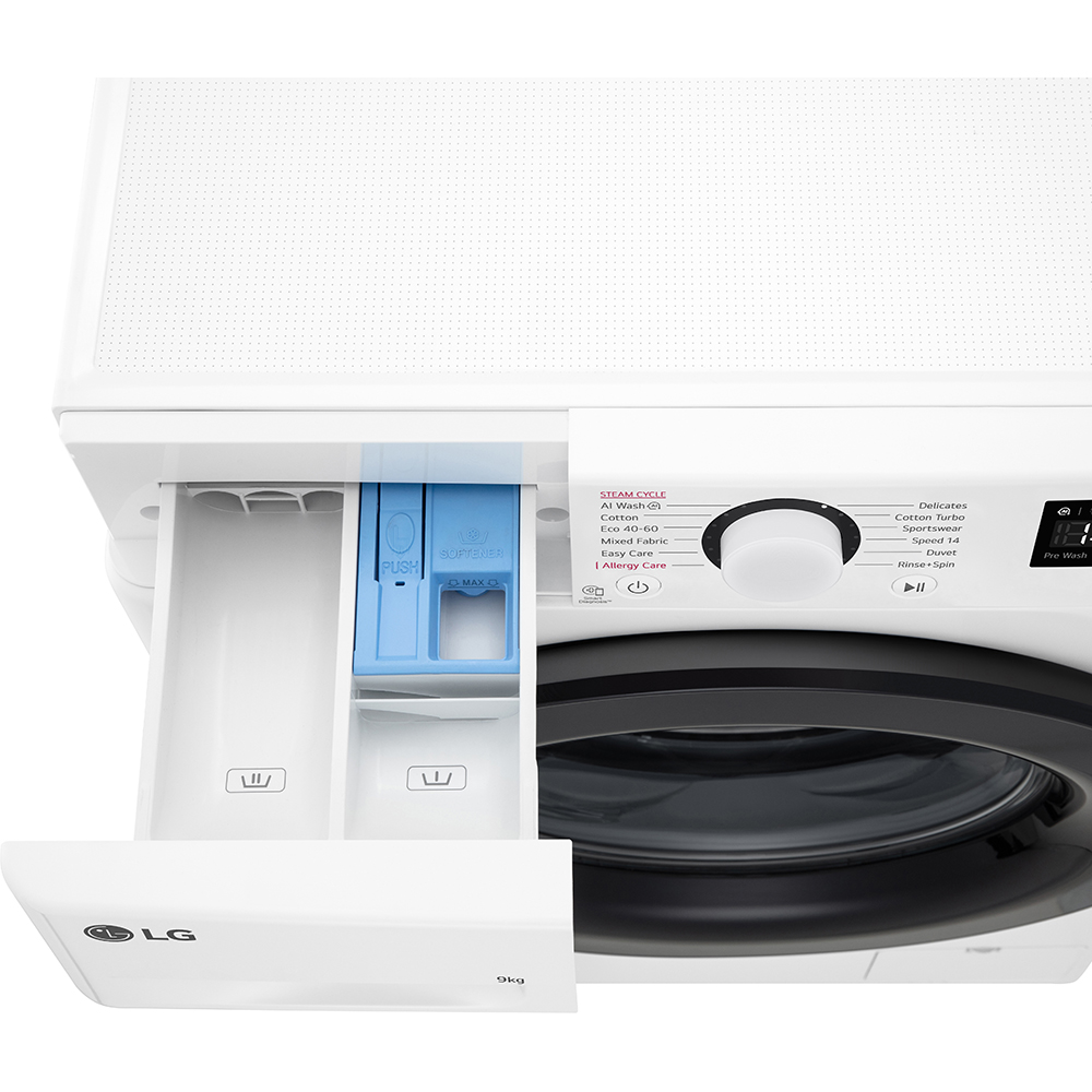 Masina de spalat rufe frontala slim LG F2WR509SBW, AI Direct Drive, 9 kg, 1200rpm, Clasa A, alb
