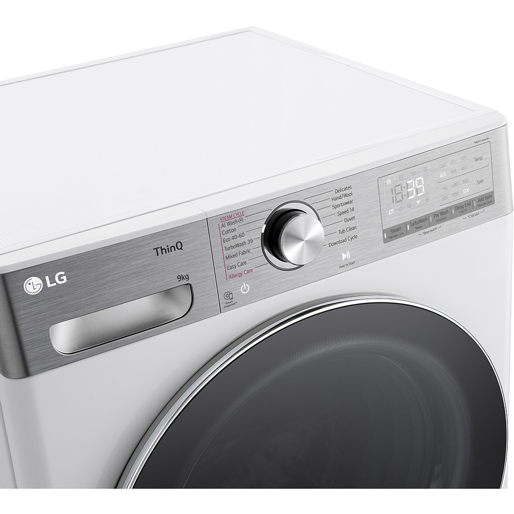 Masina de spalat rufe frontala slim LG F2WR909P3W, AI Direct Drive, 9 kg, 1200rpm, Clasa A, alb