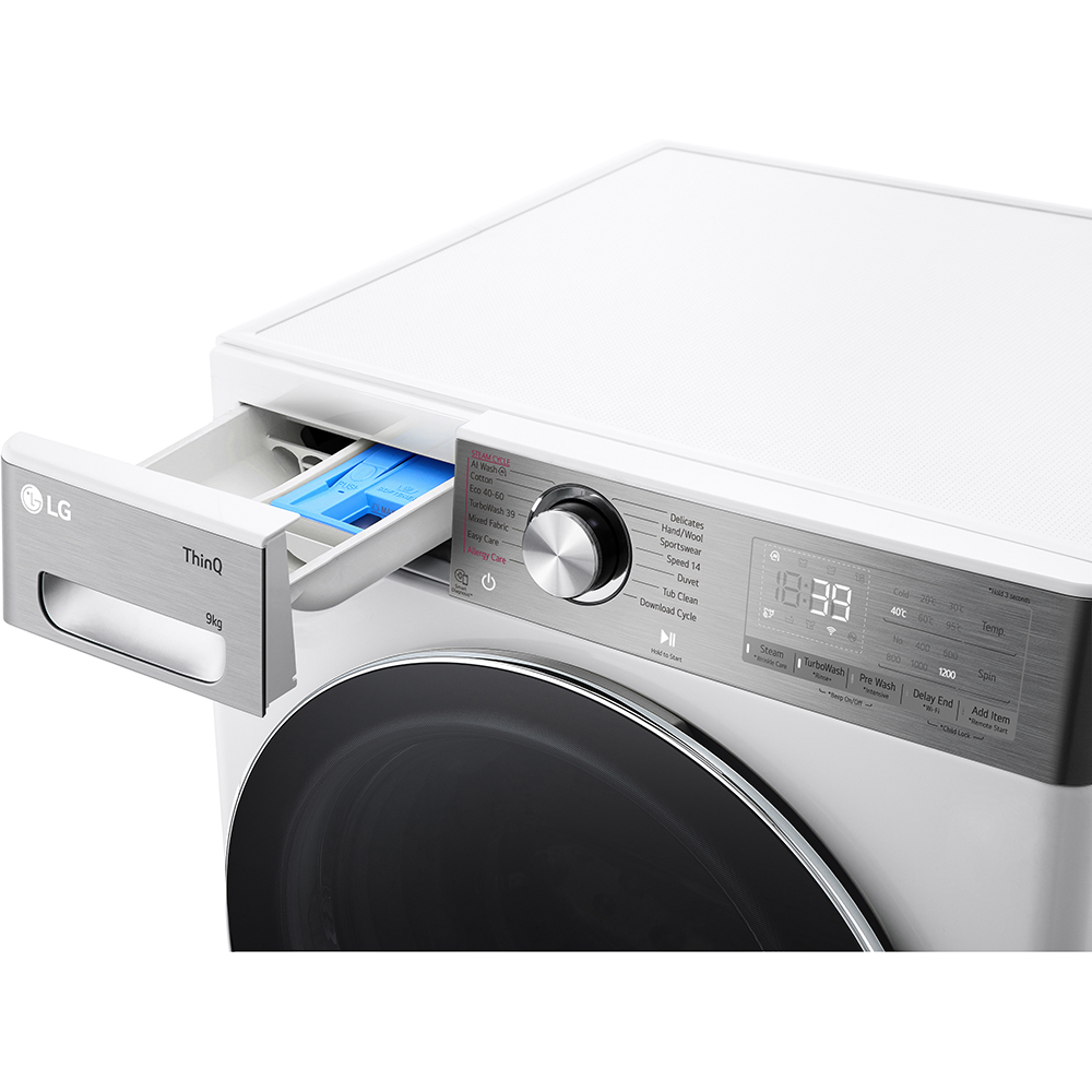Masina de spalat rufe frontala slim LG F2WR909P3W, AI Direct Drive, 9 kg, 1200rpm, Clasa A, alb