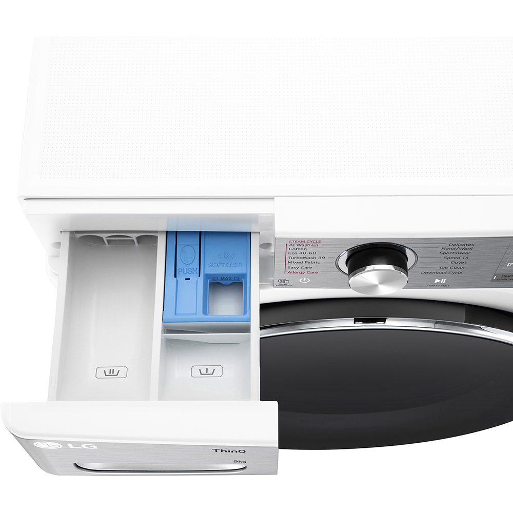 Masina de spalat rufe frontala slim LG F2WR909P3W, AI Direct Drive, 9 kg, 1200rpm, Clasa A, alb