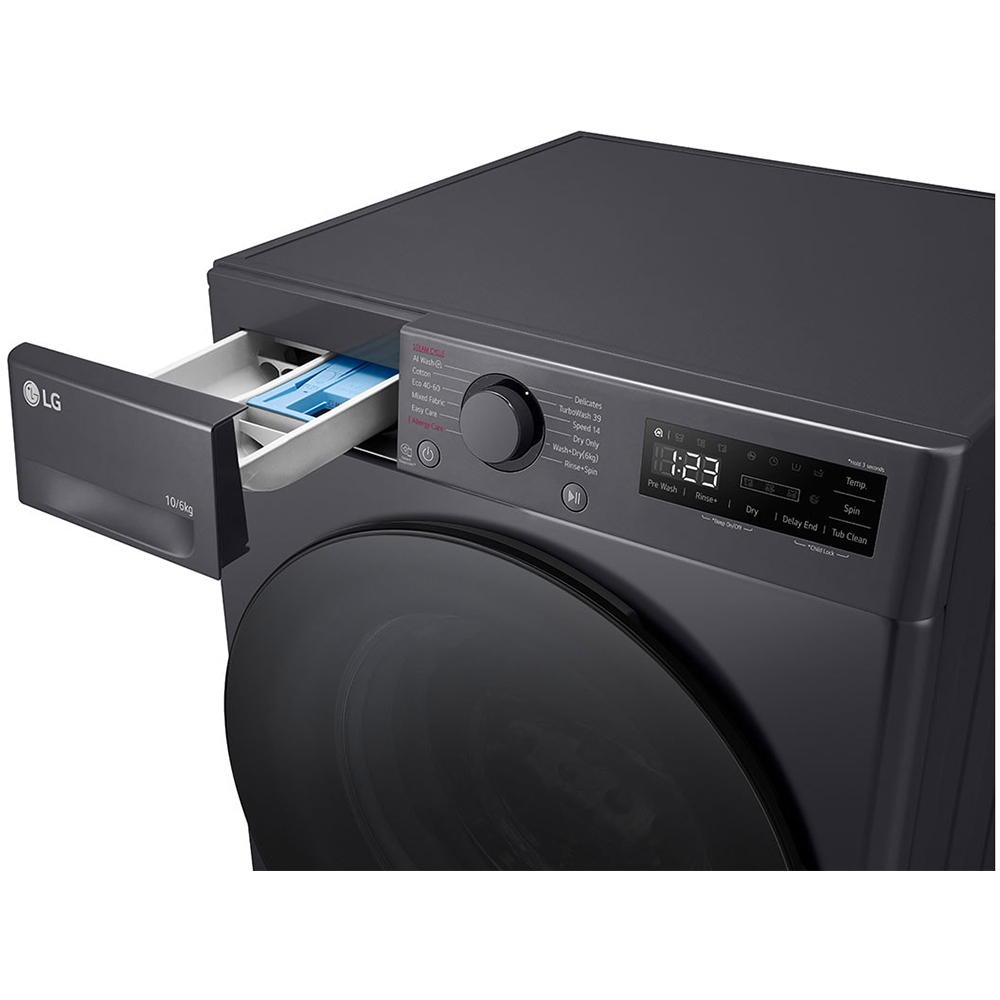 Masina de spalat rufe frontala cu uscator LG F4DR510S2M, Steam, AI DD, 10/6 kg, 1400rpm, Clasa A/D, antracit