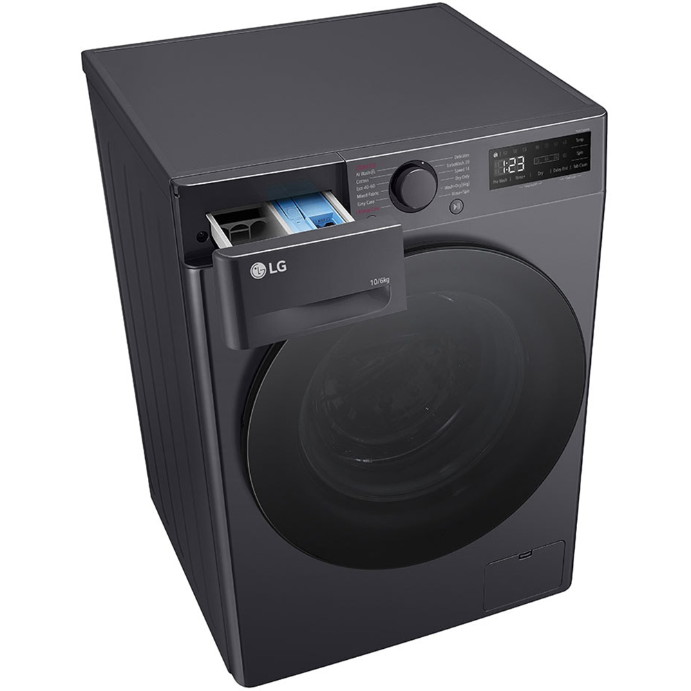 Masina de spalat rufe frontala cu uscator LG F4DR510S2M, Steam, AI DD, 10/6 kg, 1400rpm, Clasa A/D, antracit
