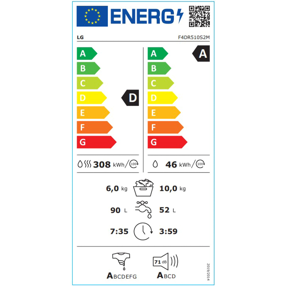 Masina de spalat rufe frontala cu uscator LG F4DR510S2M, Steam, AI DD, 10/6 kg, 1400rpm, Clasa A/D, antracit