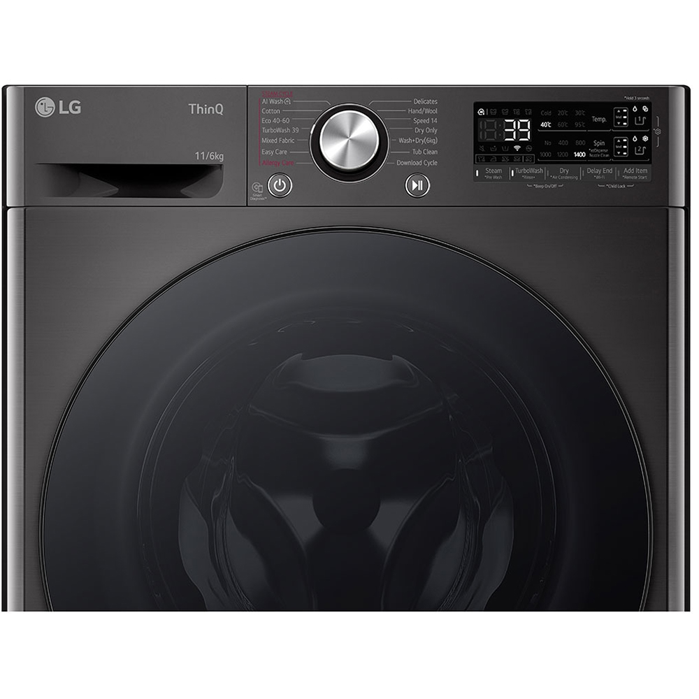 Masina de spalat rufe frontala cu uscator LG F4DR711S2BA, Steam, AI DD, 11/6 kg, 1400rpm, Clasa A/D, antracit