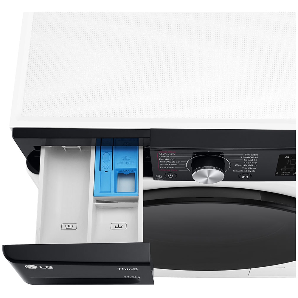 Masina de spalat rufe frontala cu uscator LG F4DR711S2H, Steam, AI DD, 11/6 kg, 1400rpm, Clasa A/D, alb