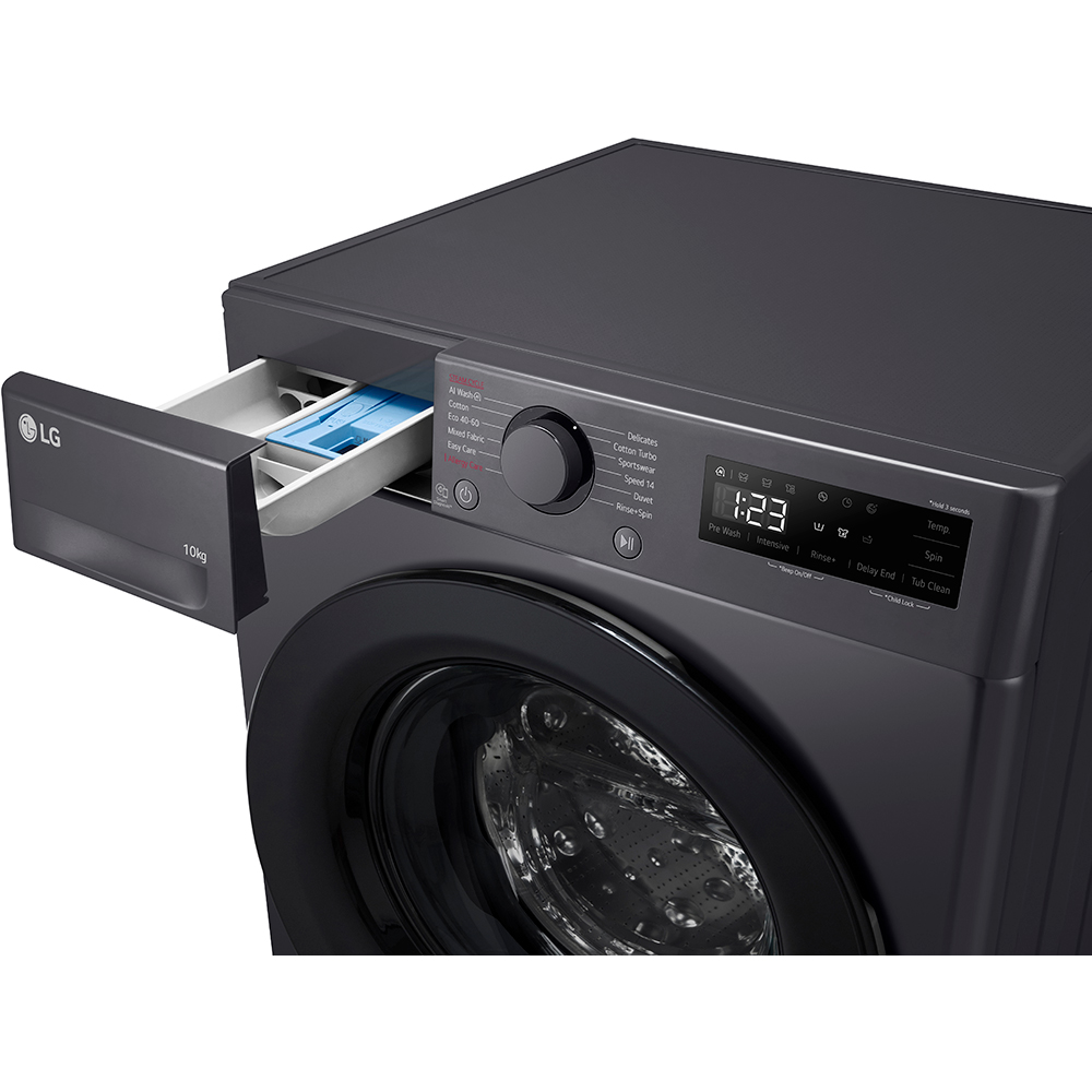Masina de spalat rufe frontala LG F4WR510SBM, AI Direct Drive, 10 kg, 1400rpm, Clasa A, negru