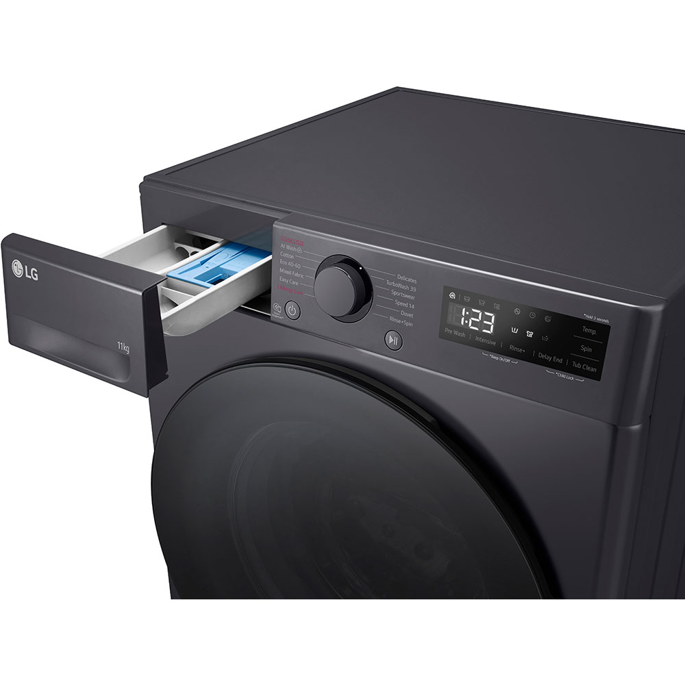 Masina de spalat rufe frontala LG F4WR511S2M, AI Direct Drive, 11 kg, 1400rpm, Clasa A, negru