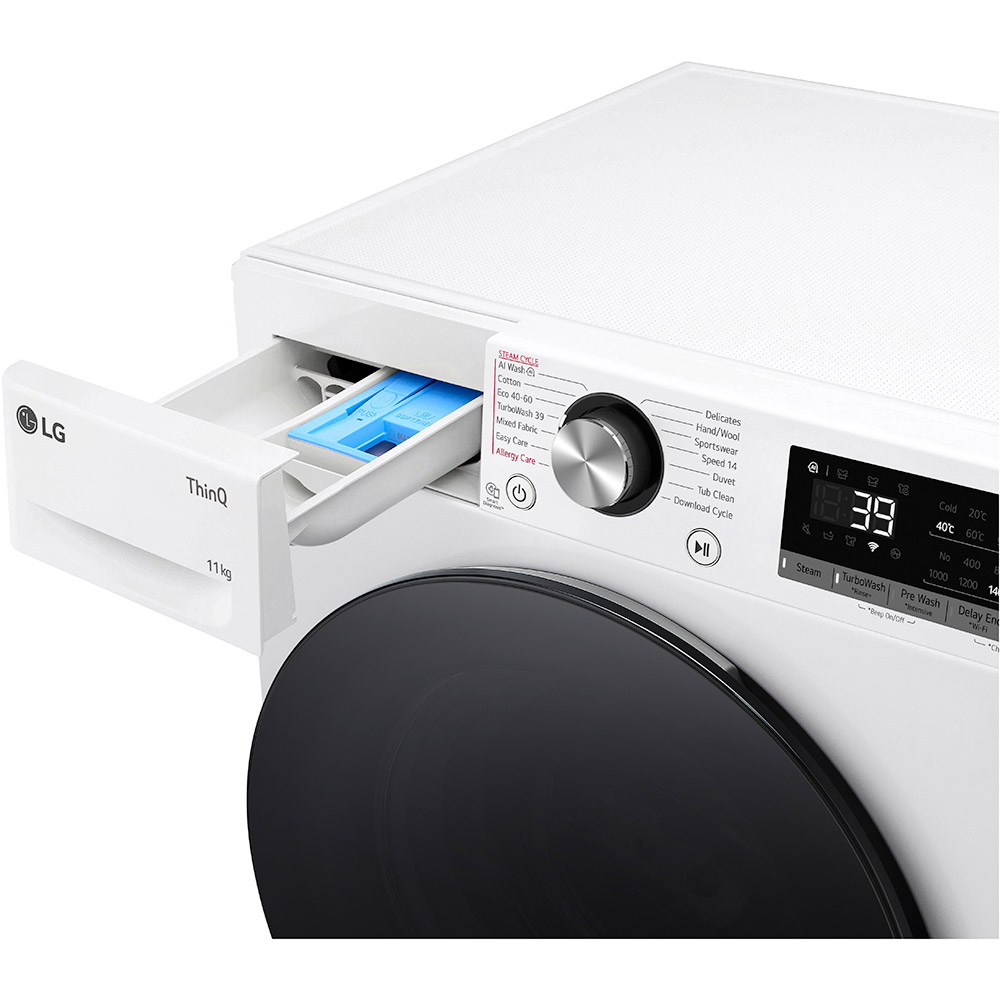 Masina de spalat rufe frontala LG F4WR711S2W, AI Direct Drive, 11 kg, 1400rpm, Clasa A, alb