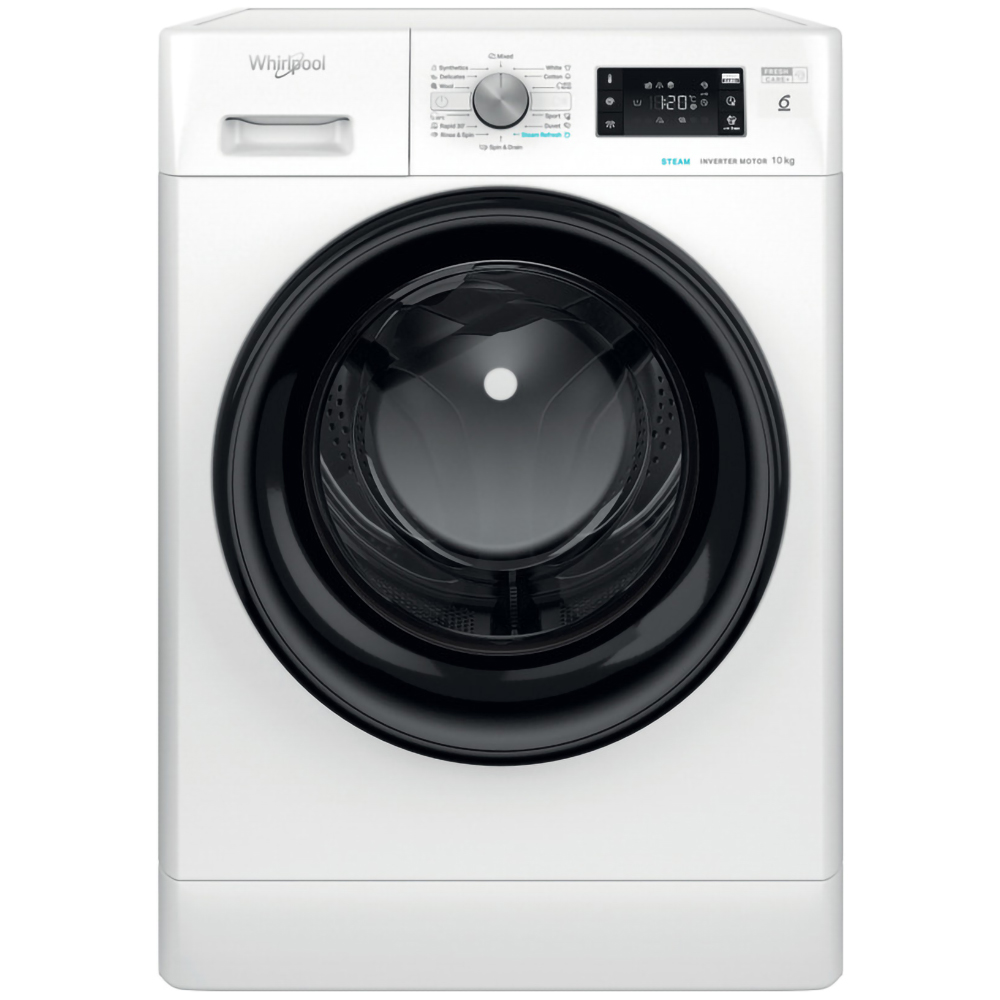 Masina de spalat rufe frontala WHIRLPOOL FFB 10489 BV EE, Steam, 6th Sense, 10 kg, 1400rpm, Clasa A, alb