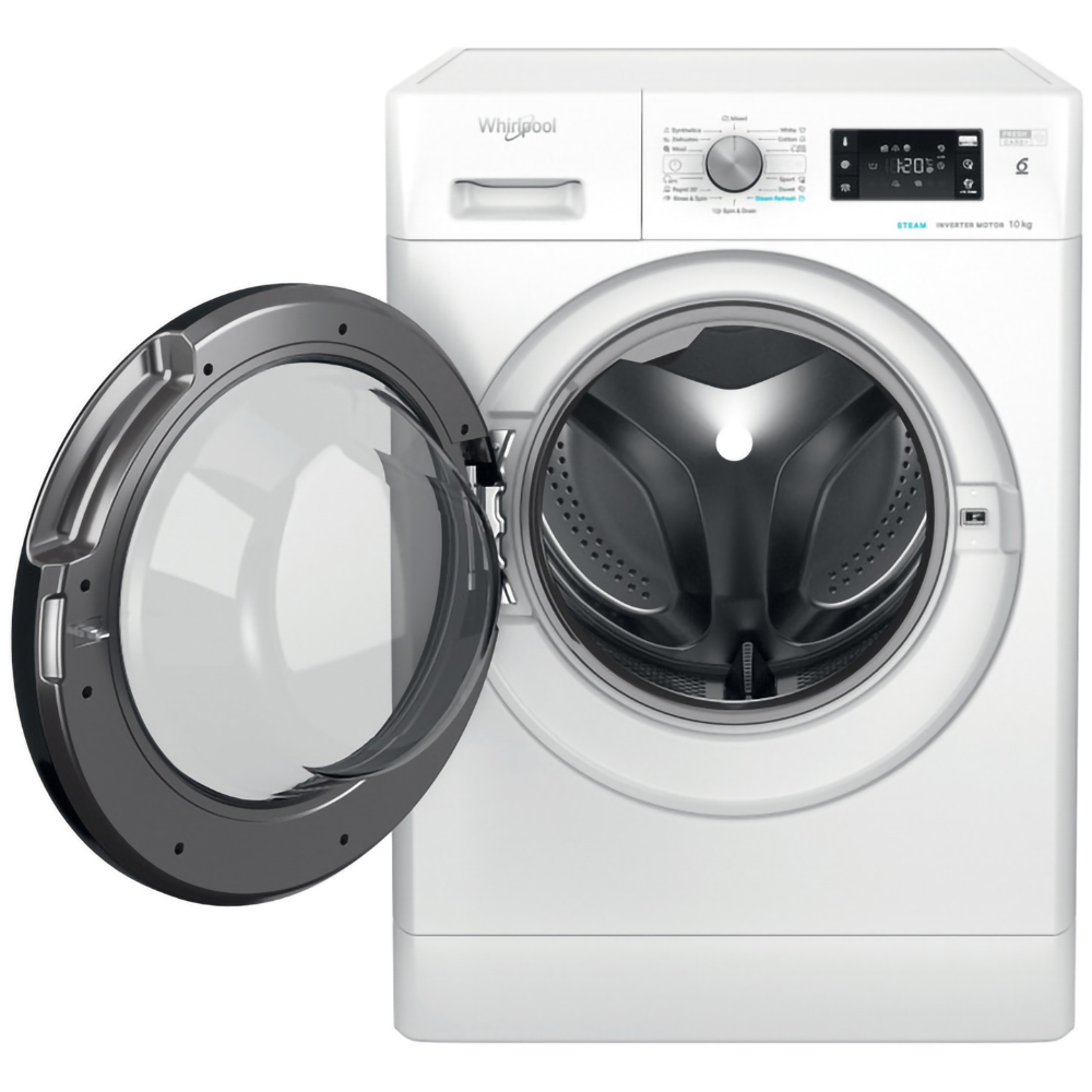 Masina de spalat rufe frontala WHIRLPOOL FFB 10489 BV EE, Steam, 6th Sense, 10 kg, 1400rpm, Clasa A, alb