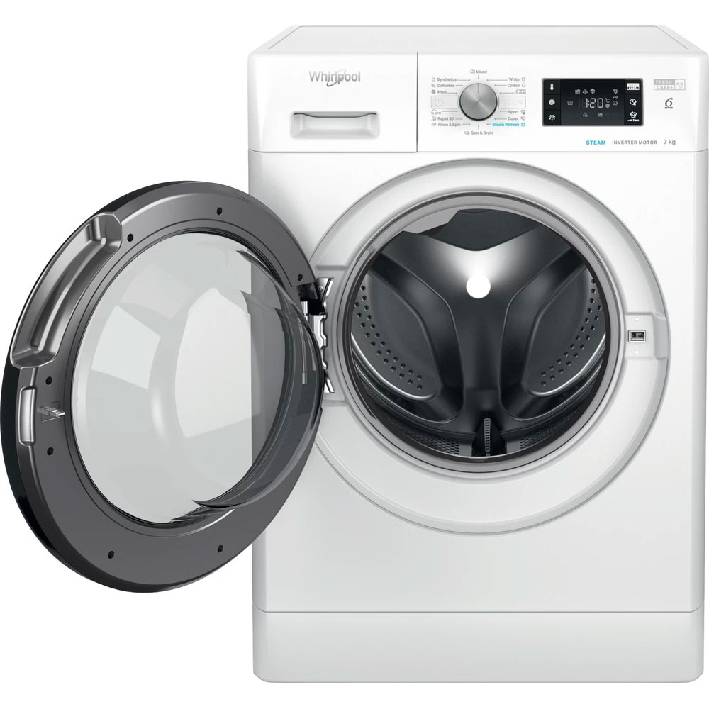 Masina de spalat rufe frontala WHIRLPOOL FFB 7259 BV EE, Steam, 6th Sense, 7 kg, 1200rpm, Clasa B, alb