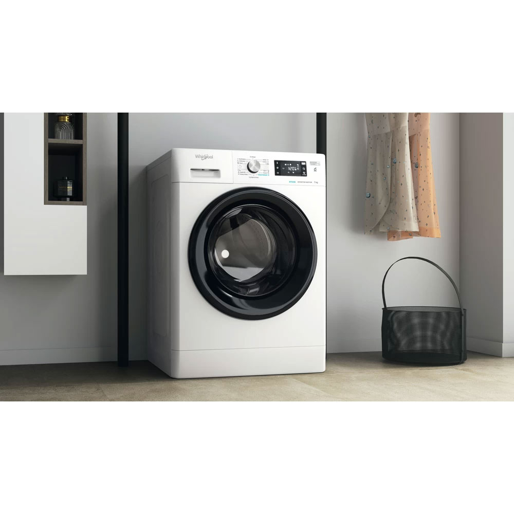 Masina de spalat rufe frontala WHIRLPOOL FFB 7259 BV EE, Steam, 6th Sense, 7 kg, 1200rpm, Clasa B, alb