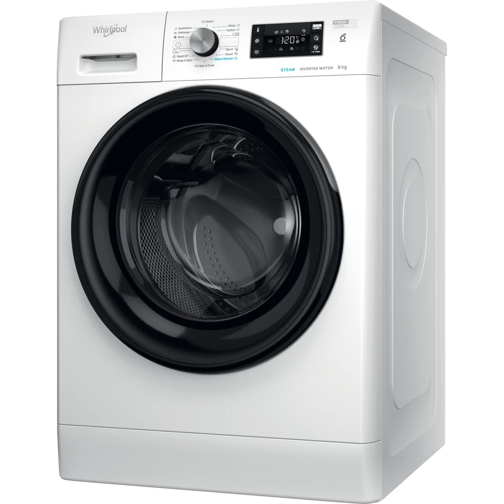 Masina de spalat rufe frontala WHIRLPOOL FFB 8458 BV EE, Steam, 6th Sense, 8 kg, 1400rpm, Clasa B, alb