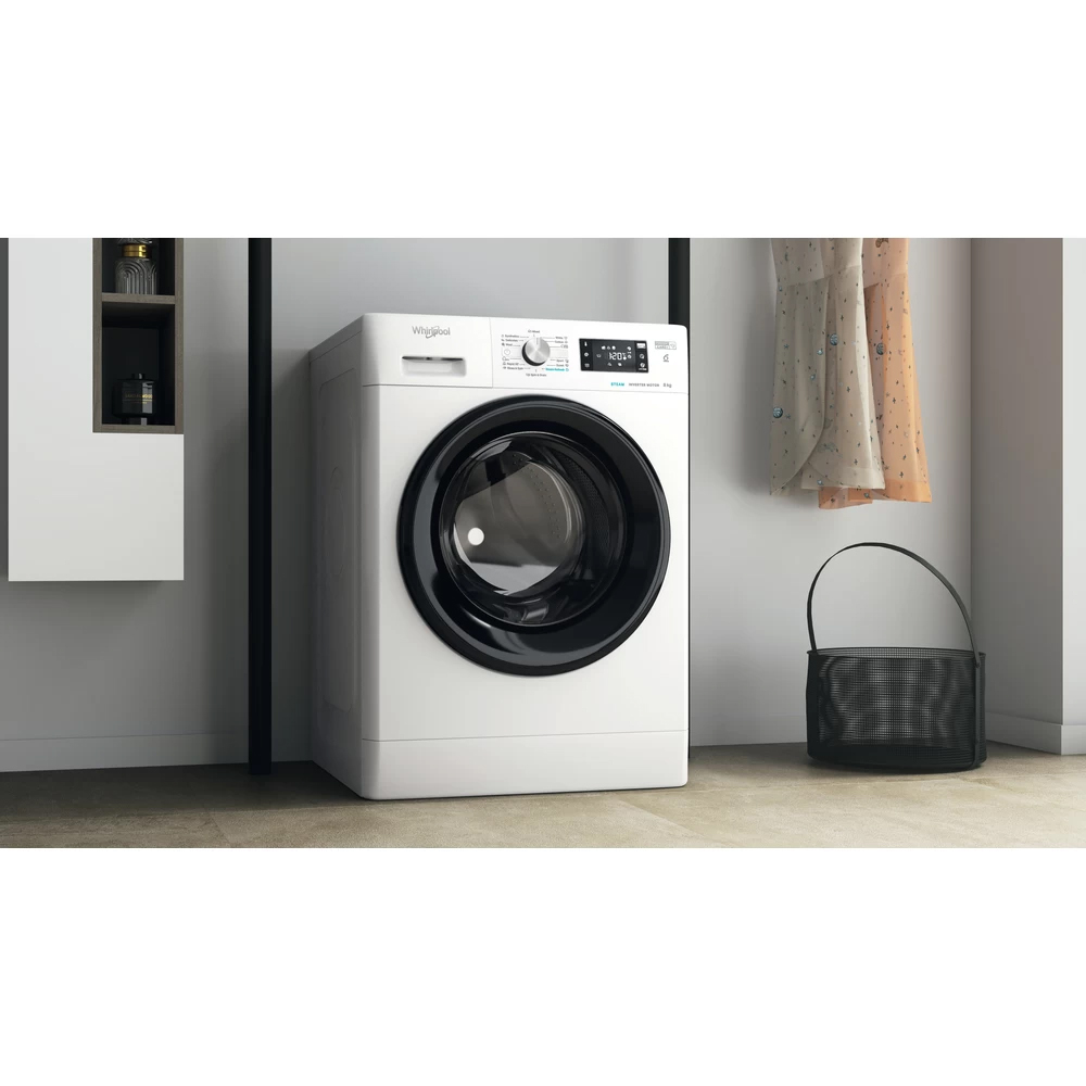 Masina de spalat rufe frontala WHIRLPOOL FFB 8458 BV EE, Steam, 6th Sense, 8 kg, 1400rpm, Clasa B, alb