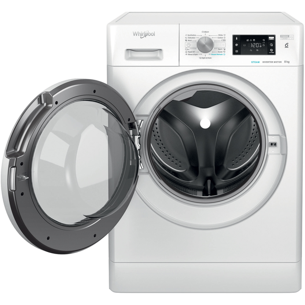 Masina de spalat rufe frontala WHIRLPOOL FFB 8489 WV EE, Steam, 6th Sense, 8 kg, 1400rpm, Clasa A, alb