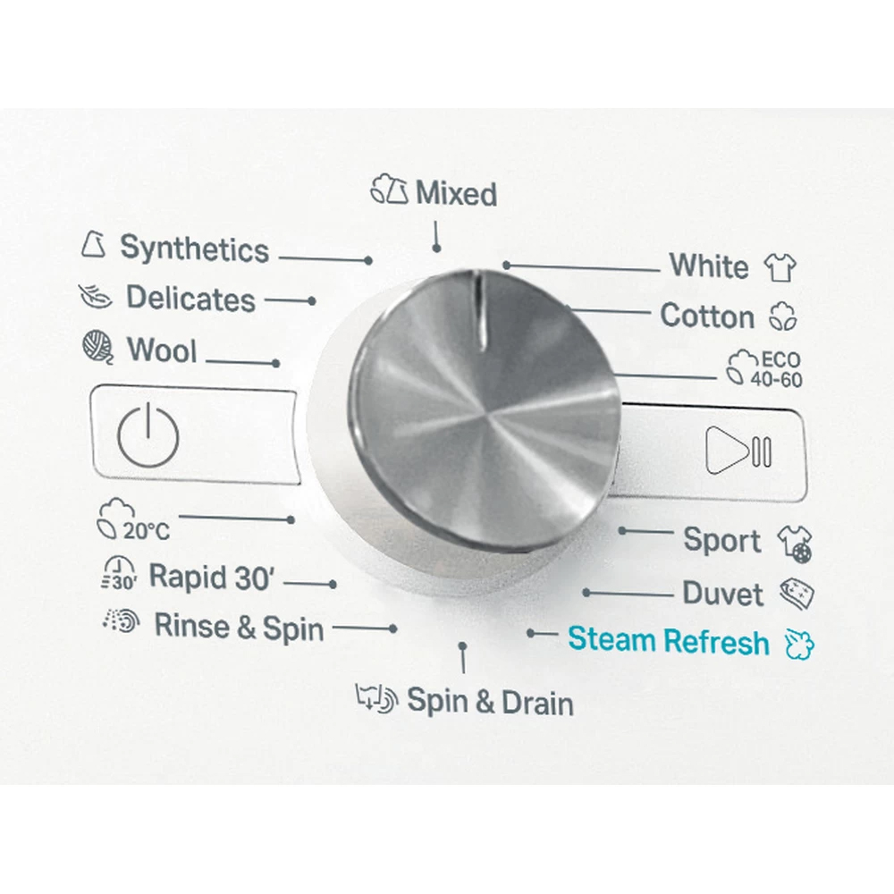 Masina de spalat rufe frontala WHIRLPOOL FFB 9489 WV EE, Steam, 6th Sense, 9 kg, 1400rpm, Clasa A, alb