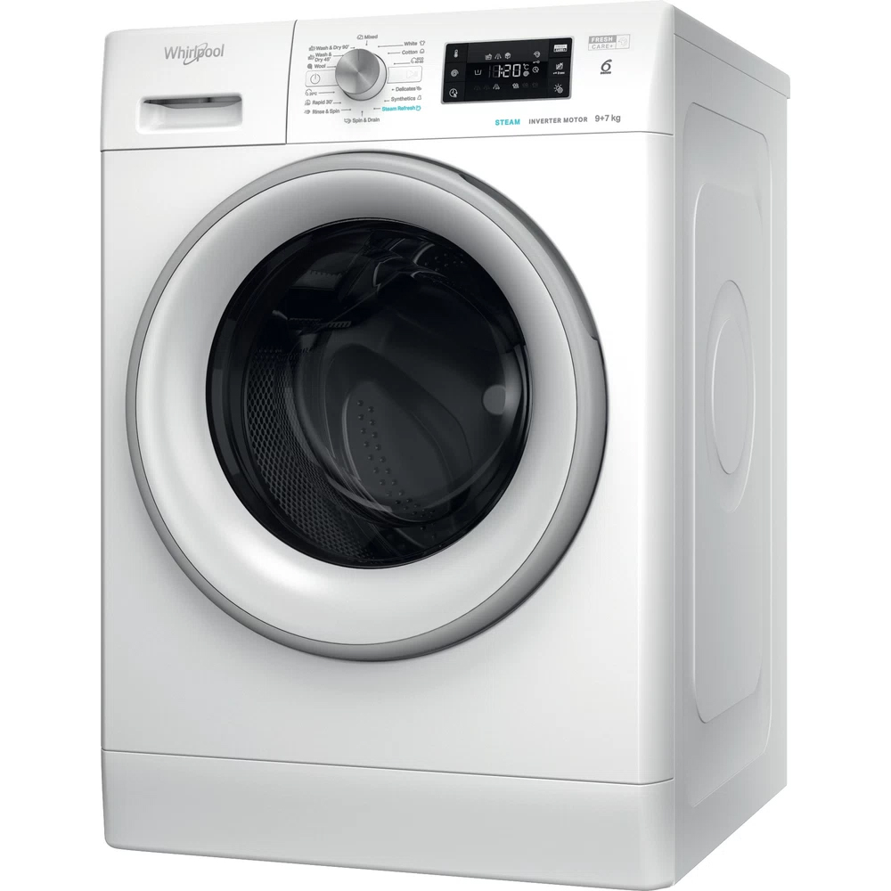 Masina de spalat rufe frontala cu uscator WHIRLPOOL FFWDB 976258 SV EE, 6th Sense, 9/7 kg, 1600rpm, Clasa B/E, alb