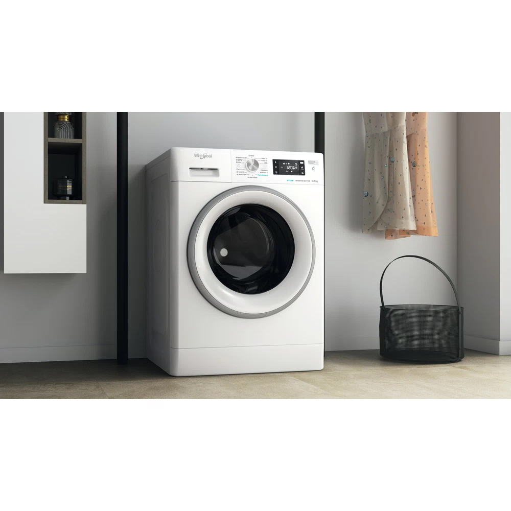 Masina de spalat rufe frontala cu uscator WHIRLPOOL FFWDB 976258 SV EE, 6th Sense, 9/7 kg, 1600rpm, Clasa B/E, alb