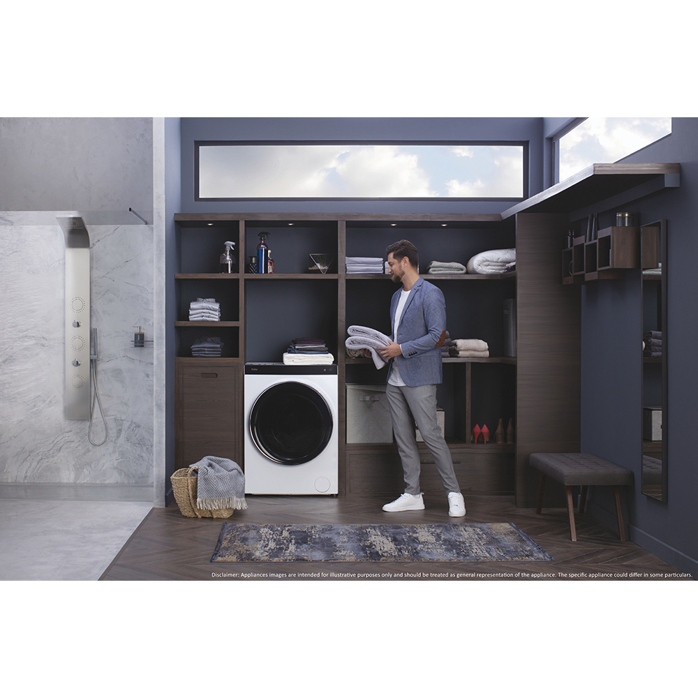Masina de spalat rufe frontala slim cu uscator HAIER HWD100-BD149U1N, Wi-Fi, 10/6 kg, 1400rpm, Clasa A/D, alb