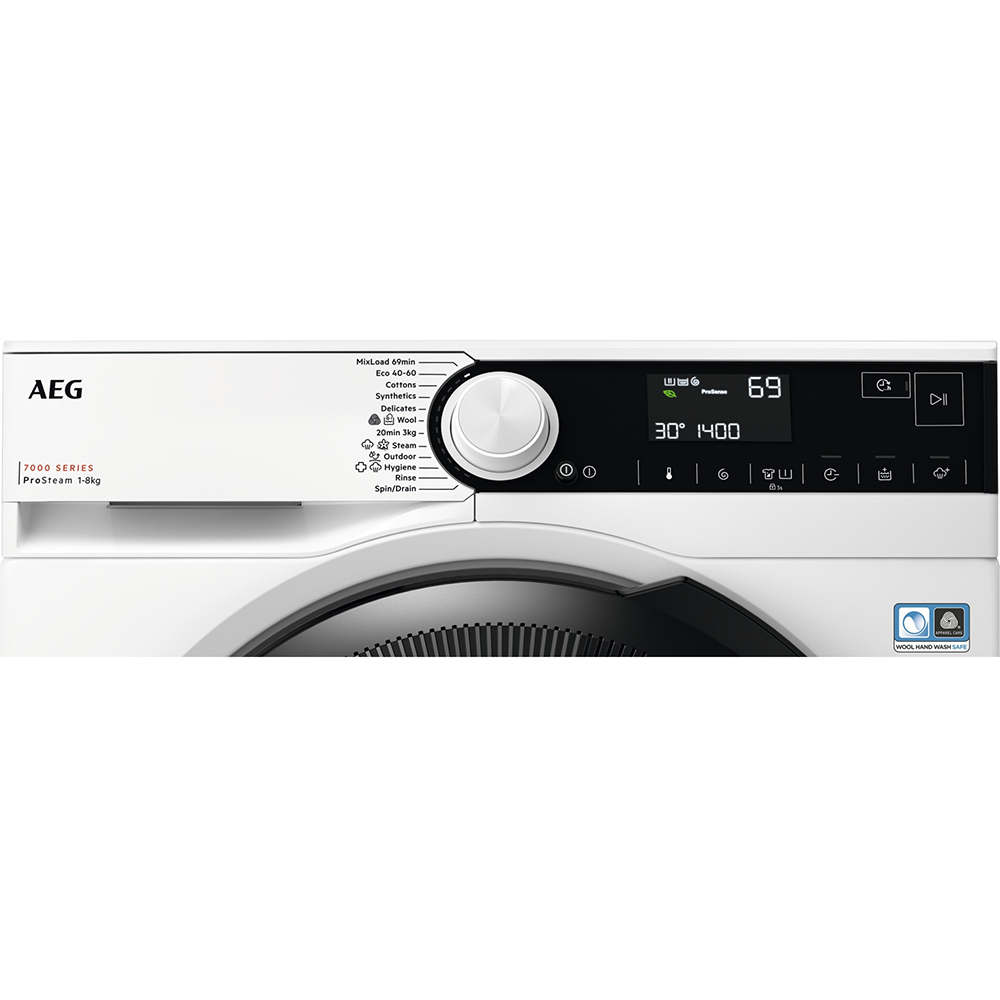 Masina de spalat rufe frontala AEG LFR73844BE, ProSteam, 8 kg, 1400rpm, Clasa A, alb