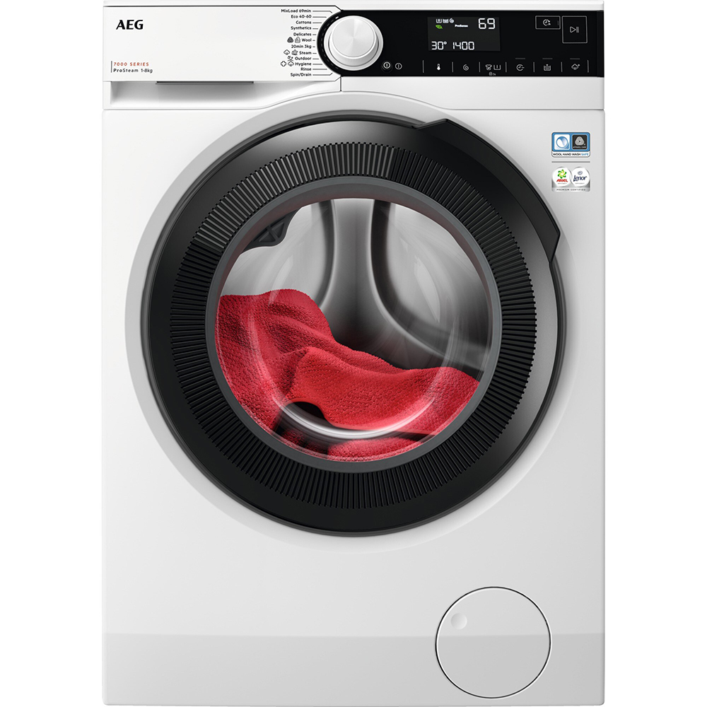 Masina de spalat rufe frontala AEG LFR73844BE, ProSteam, 8 kg, 1400rpm, Clasa A, alb