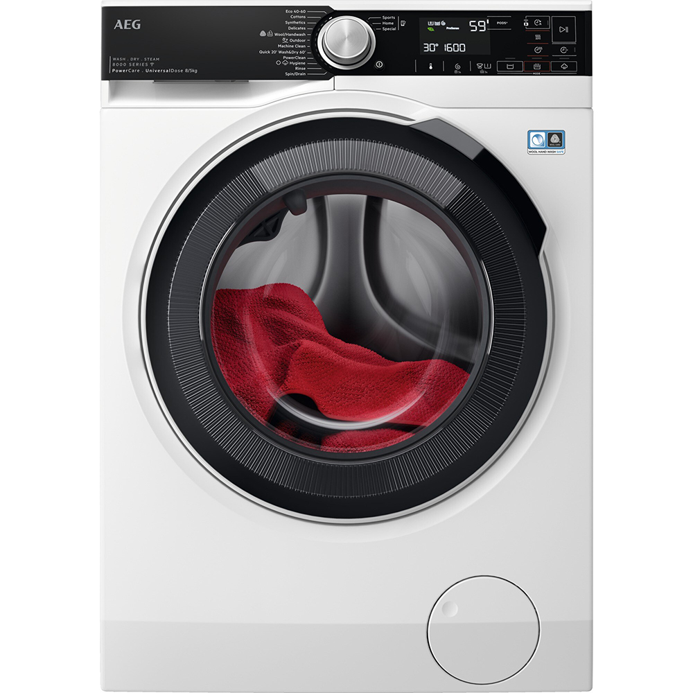 Masina de spalat rufe frontala cu uscator AEG LWR85865O, 8/5 kg, 1600rpm, Clasa A/D, alb