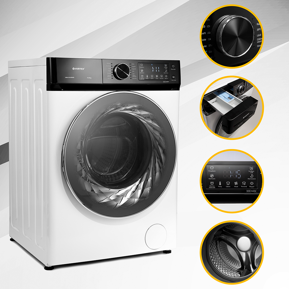 Masina de spalat rufe frontala VORTEX VMA1014D02S, 10 kg, 1400rpm, Clasa A, alb