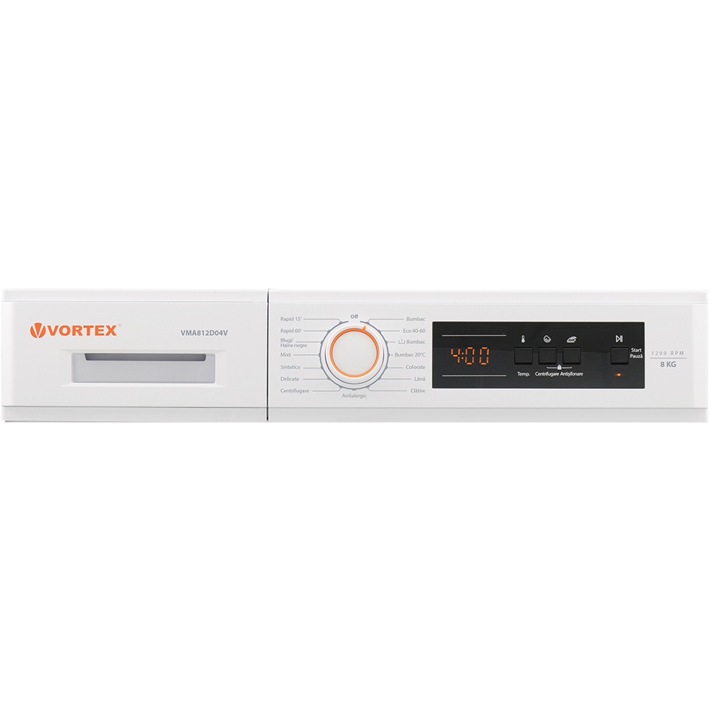 Masina de spalat rufe frontala VORTEX VMA812D04V, 8 kg, 1200rpm, Clasa D, alb