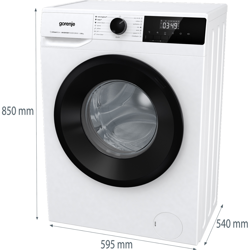 Masina de spalat rufe frontala GORENJE W11NHPI84AS, SteamTech, 8 kg, 1400rpm, Clasa A, alb