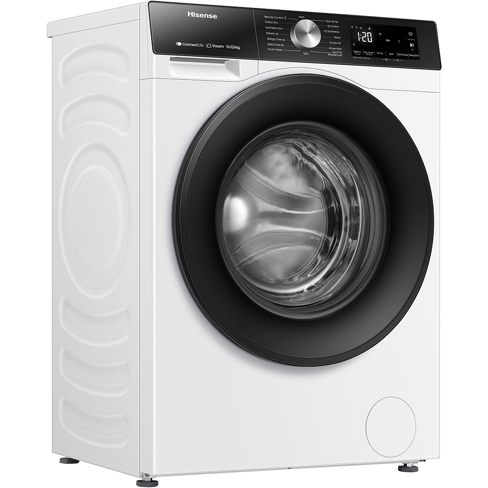 Masina de spalat rufe frontala cu uscator HISENSE WD3S1043BW3, Steam, 10.5/6 kg, 1400rpm, Clasa A/D, Wi-Fi, alb
