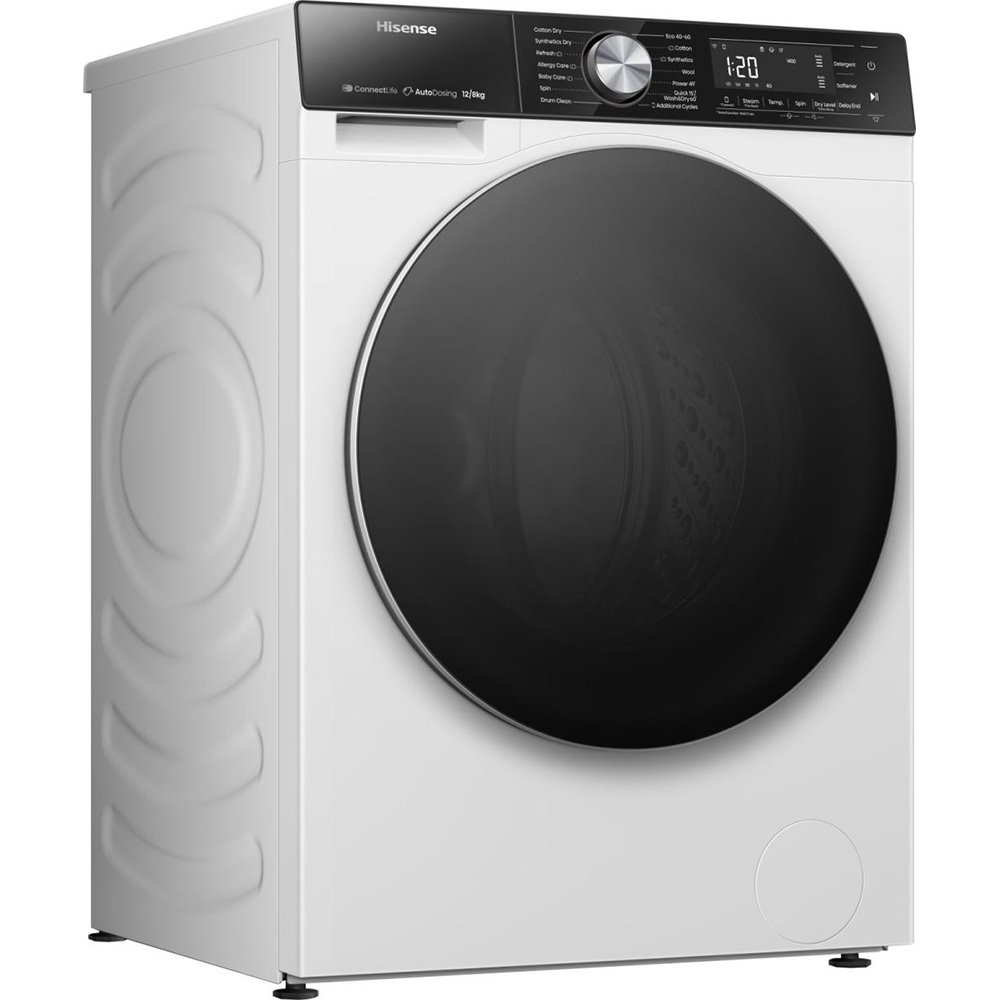 Masina de spalat rufe frontala cu uscator HISENSE WD5S1245BW, Steam, 12/8 kg, 1400rpm, Clasa A/D, Wi-Fi, alb