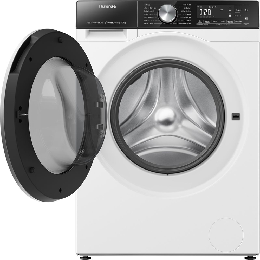 Masina de spalat rufe frontala HISENSE WF5S1245BW, Steam, 12 kg, 1400rpm, Clasa A, alb