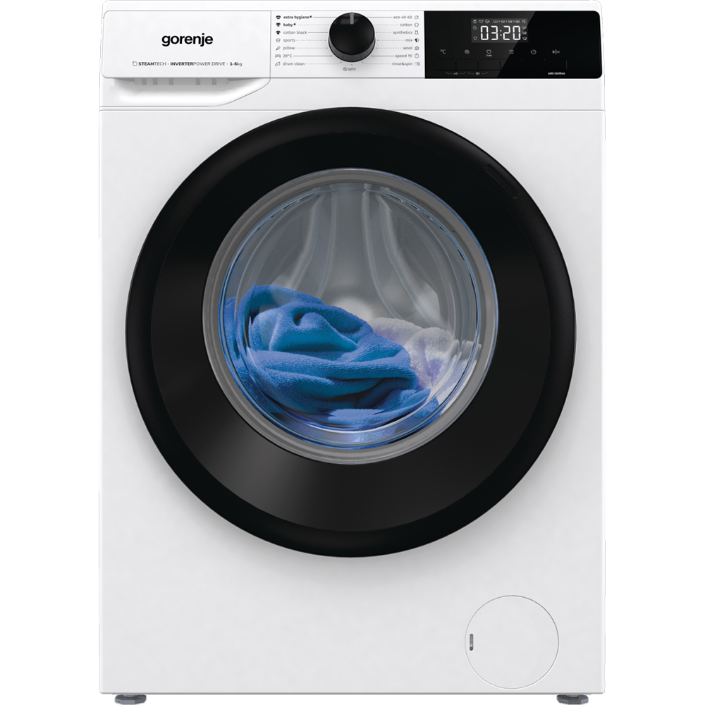 Masina de spalat rufe frontala slim GORENJE WNHEI62SAS, SteamTech, 6 kg, 1200rpm, Clasa A, alb