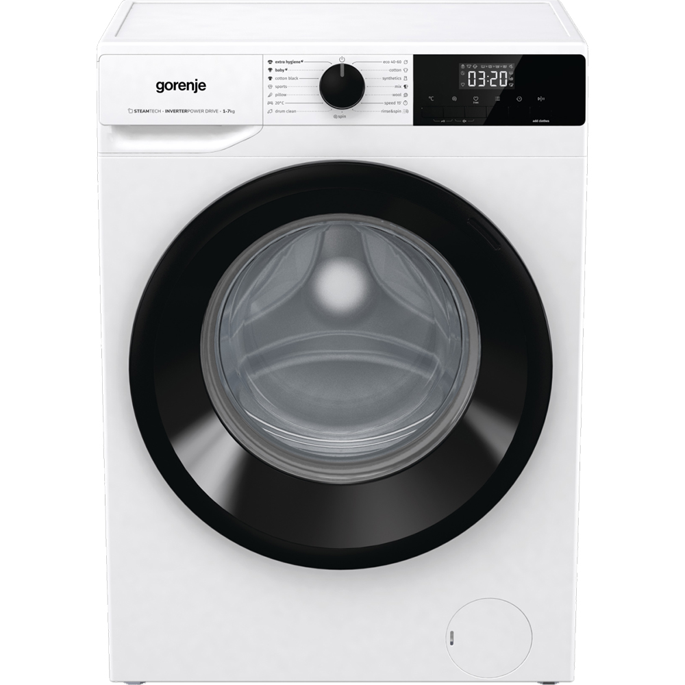 Masina de spalat rufe frontala slim GORENJE WNHEI74SAS, SteamTech, 7 kg, 1400rpm, Clasa A, alb