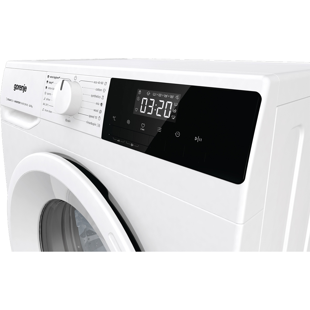 Masina de spalat rufe frontala slim GORENJE WNHPI72SCS, SteamTech, 7 kg, 1200rpm, Clasa C, alb