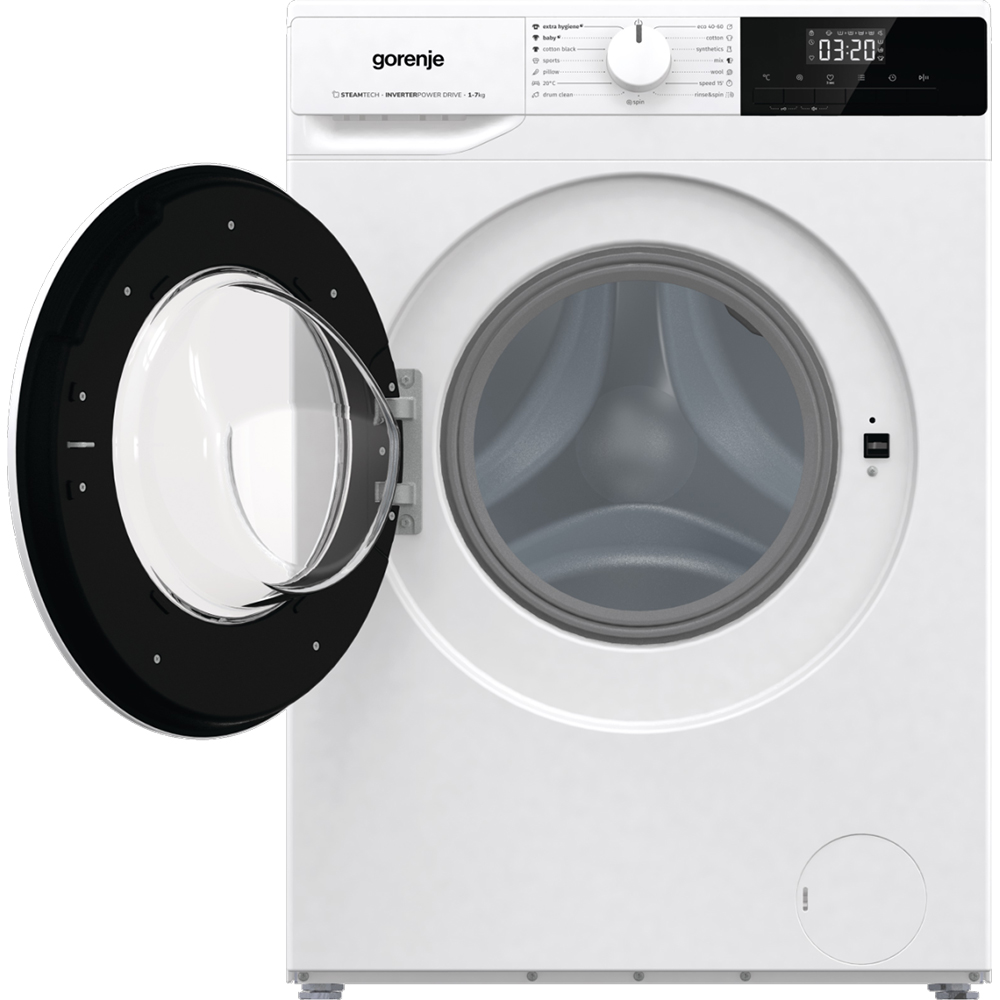 Masina de spalat rufe frontala slim GORENJE WNHPI72SCS, SteamTech, 7 kg, 1200rpm, Clasa C, alb